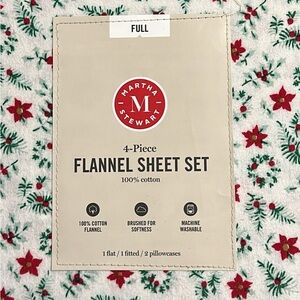 Martha Stewart full size flannel sheet set - holiday ditsy BNWT
